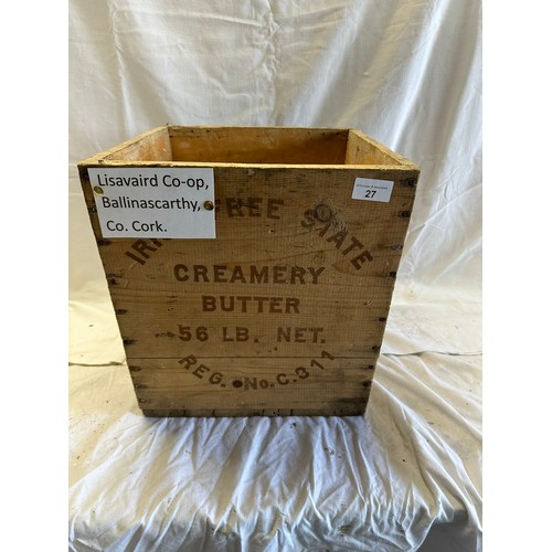 27 - IRISH FREE STATE LISAVAIRD CO-OP BALLINASCARTHY CO. CORK, BUTTER BOX