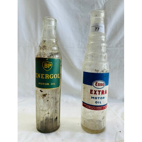 77 - A collection of 2 vintage oil bottles, Esso and BP, 12''H