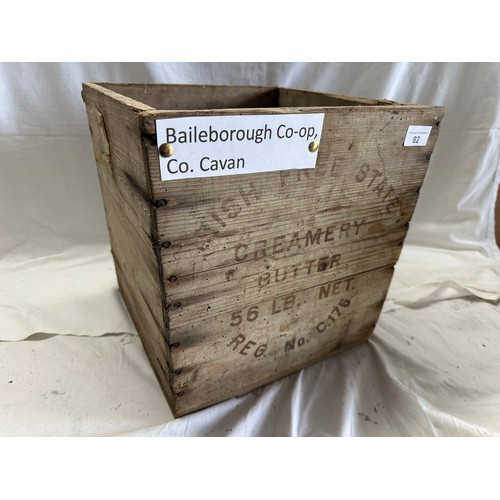 82 - Bailieborough Co. Cavan CO-OP 56lb butter box, Irish free State