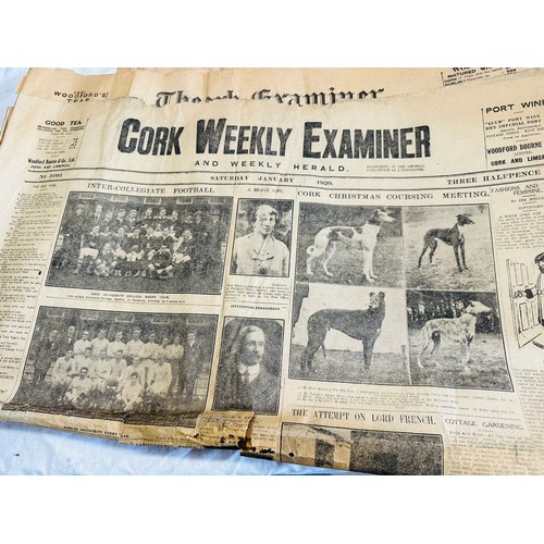 212 - 4 BUNDLES OF CORK RELATIVE NEWSPAPERS
DATING FROM 1920