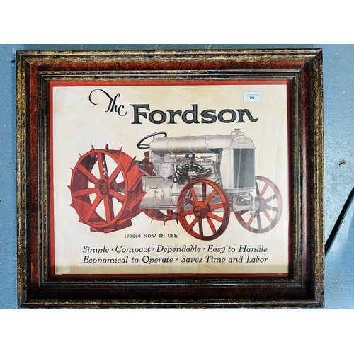 99 - THE FORDSON TRACTOR ADVERTISING PICTORIAL
POSTER HOUSED IN OAK FRAME H60CM W69CM