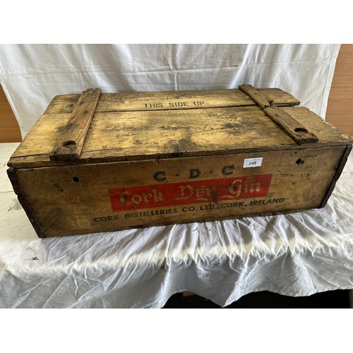 248 - CORK DRY GIN WOODEN CRATE BY CORK
DISTILLERIES H20CM W69CM D36CM