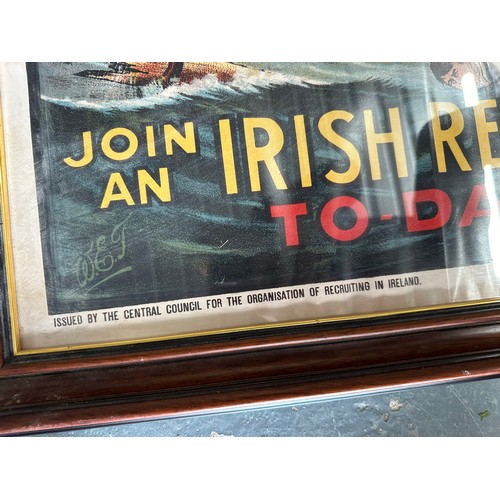 249 - 'IRISHMEN AVENGE THE LUSITANIA' WORLD WAR 1 RECRUITMENT POSTER, 93CM H X 69CM W