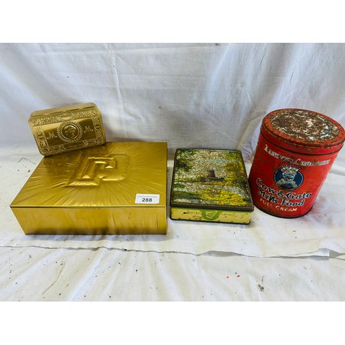 288 - LARGE SELECTION OF OLD SHOP DISPLAY TINS