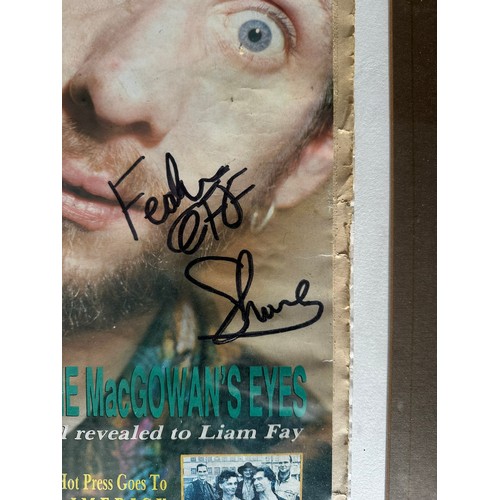 290 - HOT PRESS AUGUST 1989 MAGAZINE SIGNED BY SHANE MACGOWAN, 68CMH X 555CM W