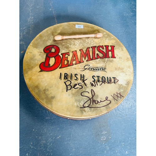 291 - SHANE MACGOWAN SIGNED BEAMISH BODHRAN