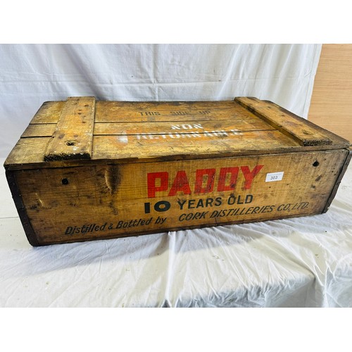 303 - WOODEN CRATE PADDY’S 10 YEARS OLD WHISKEY
BY CORK DISTILLERIES H20CM W69CM D36CM