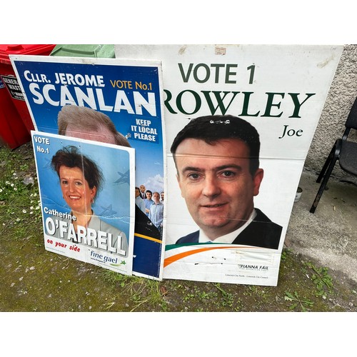 156 - LARGE QUANTITY OF VINTAGE ELECTION POSTERS, INCLUDING JIM KEMMY AND GERARD COLLINS