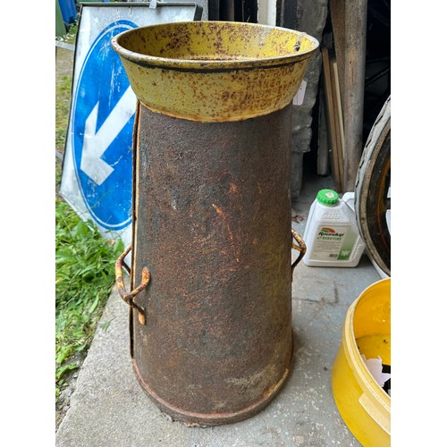 331 - EARLY VICTORIAN RAILWAY MILK CHURN BY JF EDWARDS 34 HORNSEY RD. LONDON, 35''H