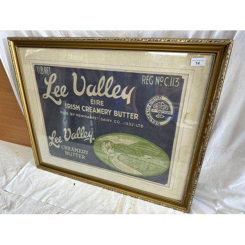 14 - LEE VALLEY EIRE IRISH CREAMERY BUTTER
ADVERTISING PICTORIAL POSTER H64CM W78CM