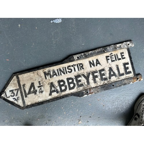 206 - ABBEYFEALE 14 1/4 MILES VINTAGE BILINGUAL SIGN