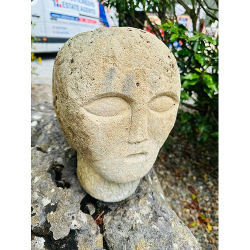 224 - AN ANCIENT CELTIC STONE 2 FACED CORLECK HEAD
PROBABLY 10TH /12TH CENTURY THE FLATTENED
OVAL FACE CAR... 