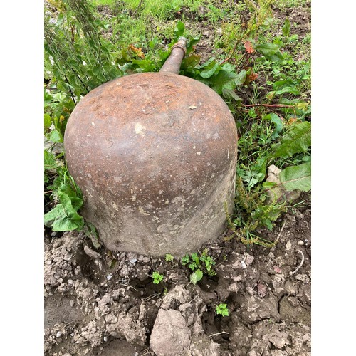 123A - CAST IRON FAMINE POT CIRCA 1840'S,  WITH SPOUT