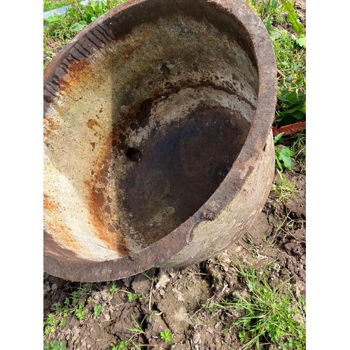 123A - CAST IRON FAMINE POT CIRCA 1840'S,  WITH SPOUT