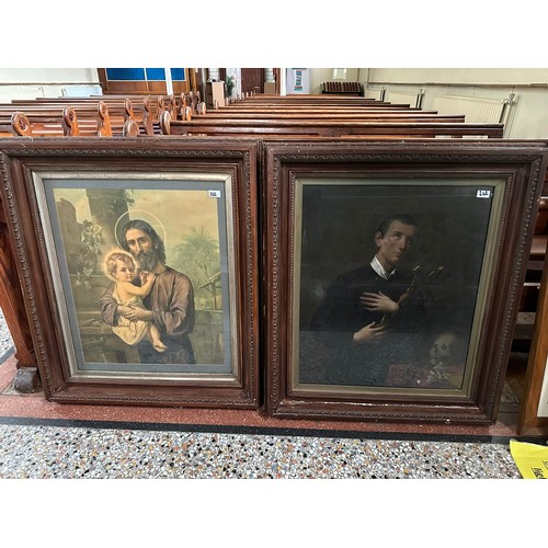 242 - A collection of two large wooden and glazed frame pictures of Saint Joseph and Saint Gerard, 34''w x... 