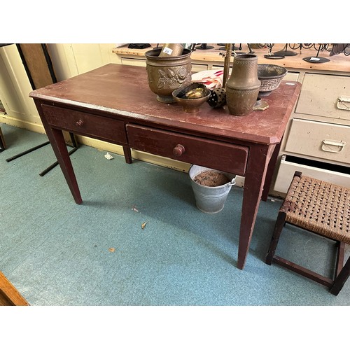 246 - A pair of 2 drawer painted pine tables, 46''w x 26''d x 30''h