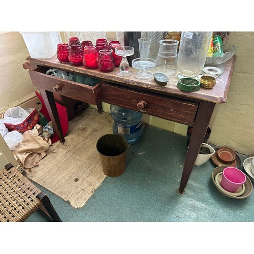 246 - A pair of 2 drawer painted pine tables, 46''w x 26''d x 30''h