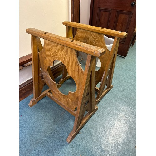 247 - A pair of solid oak coffin stands, 29''h
