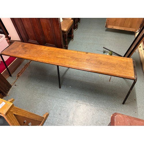 248 - A pair of benches on tubular legs, 70'' long x 14''w
