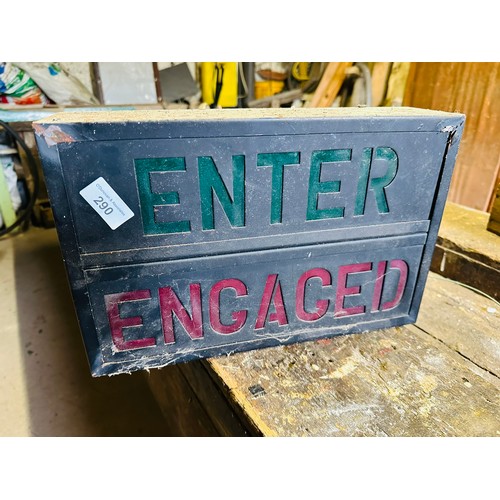 290 - Vintage confessional sign - 'ENTER' 'ENGAGED' 14'' x9'' x 3''