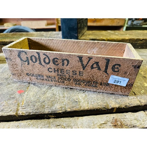 291 - Antique wooden Golden Vale Cheese box, 12''l x 4''d x 3''