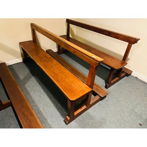261 - A collection of 2 pine church pews, 66'' long x 18'' seat h x 28''d