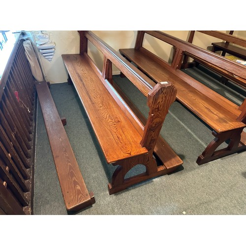 260 - A collection of 3 pine church pews, 86'' long x 18'' seat h x 28''d