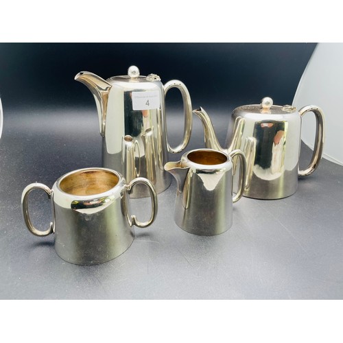 4 - 4 Piece silver plated hotel ware tea set