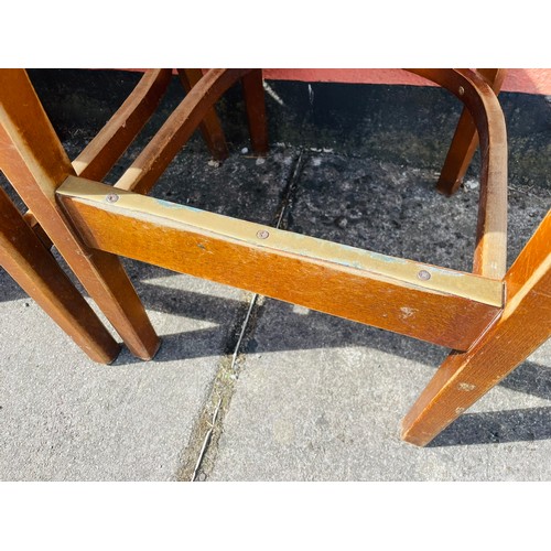 62 - A collection of 4 high chairs with brass strips, very solid