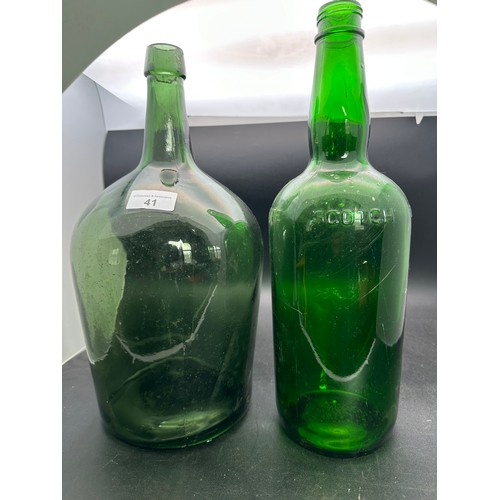 41 - A collection of 2 green bottles