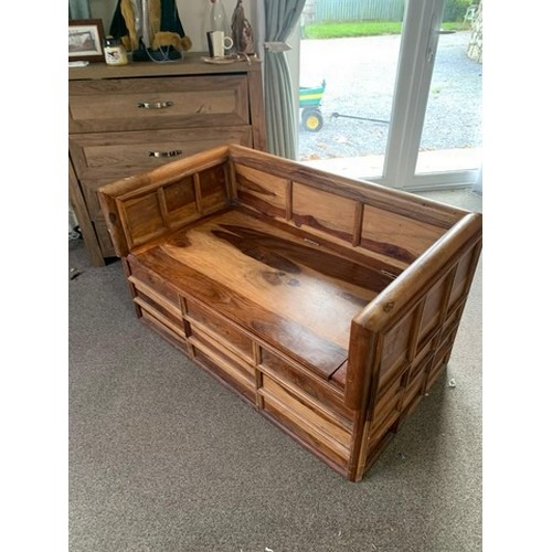 425 - Wooden settle, very heavy 4'w x 2.5' d