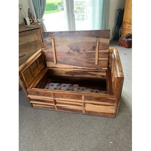 425 - Wooden settle, very heavy 4'w x 2.5' d