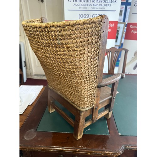 428 - Unusual woven child's timber chair, 23''h x 16''w