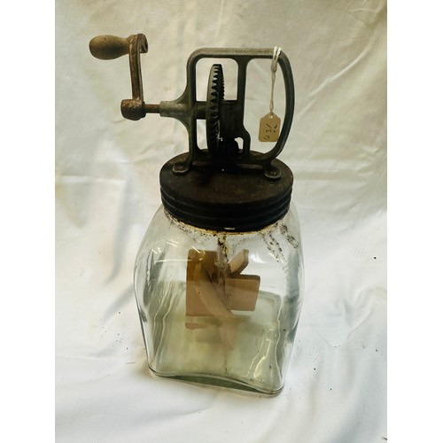 286 - Vintage glass butter churn, 14''