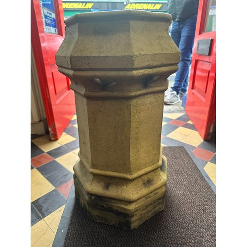 323 - Victorian heavy octagonal chimney pot with heart decoration, 13'' x 2ft