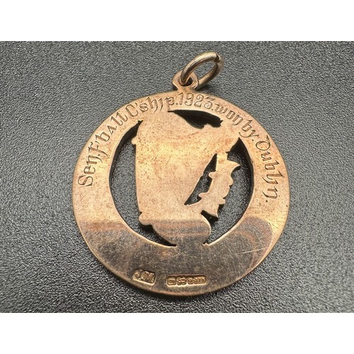 136 - All Ireland Leinster final 1923 9 carat gold medal 3cm d. by Jewellery and Medal Manufacturing Dubli... 