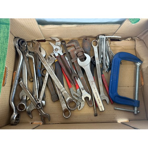 221 - Large quantity of Gedore and Brittool spanners and Faithful clamp