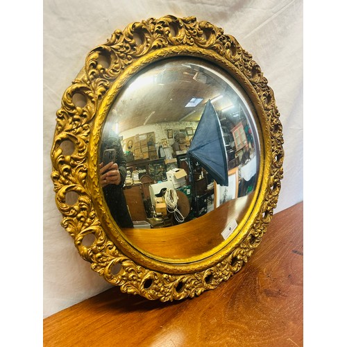 8 - Gilt decorative convec mirror, 18''d