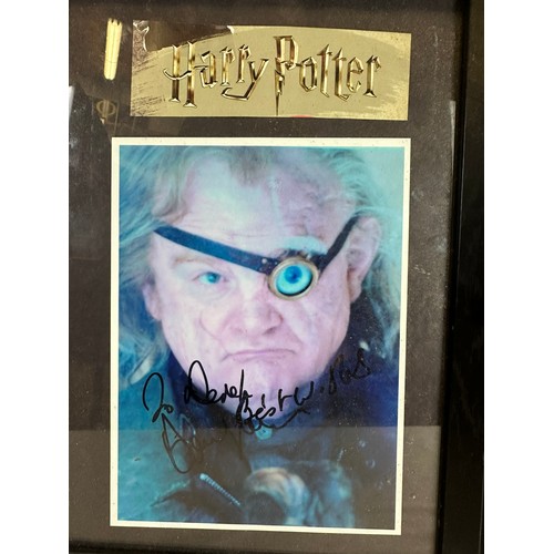 10 - Harry Potter tin sign and signed picture of Mr. Moody  (Brendan Gleeson) framed