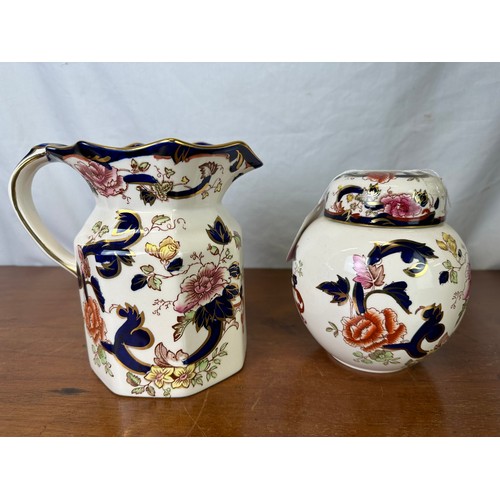 17 - 2 pieces of Mason Ironstone, Blue Mandalay, hand painted. Jug is 6.5''h