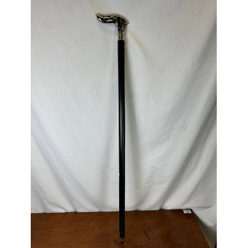 18 - Silver plated handled walking cane, 35''