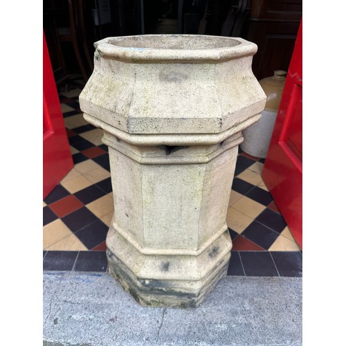 284 - 2 x Victorian heavy octagonal chimney pot with heart decoration, 13'' x 2ft