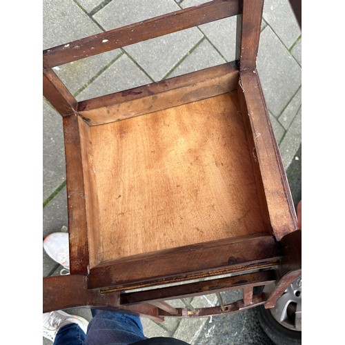 288 - Single mahogany bedroom chair with brass supports, sturdy