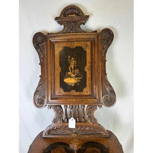 300 - Black Forest Musical Chair (missing components), heavily inlaid with fighting hares with a hinged se... 