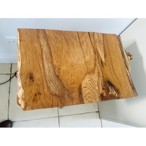 315 - Custom made oak topped lamp table, 26''h x 20''w