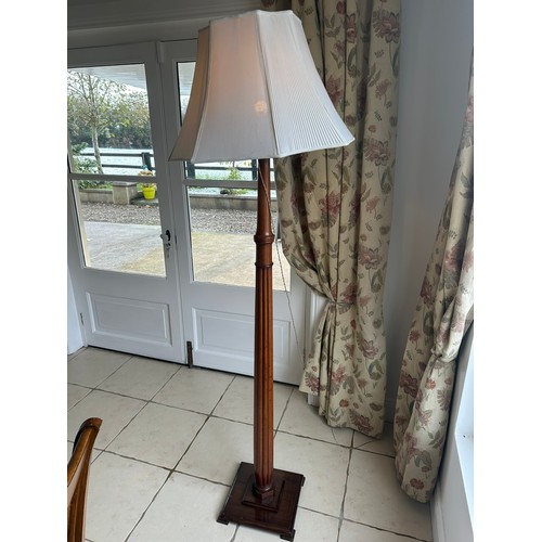 322 - Tall art deco standard lamp with a cream shade, PWO, 6'