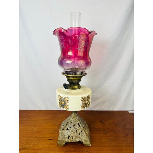 20 - Victorian oil lamp complete with shade and chimney, 22''h