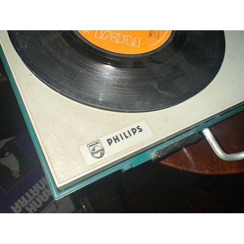 47A - 1960's Philips portable turntable. Great color.