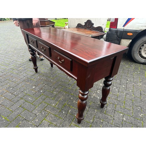 381 - Mahogany 3 drawer console/ hall table, 60''w x 20''d x 32''h