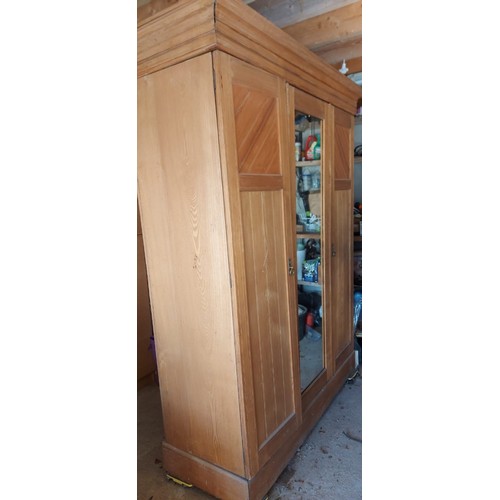 398 - Beautiful pitch pine vintage 2 door wardrobe, 83''h x 60''l x 24''d